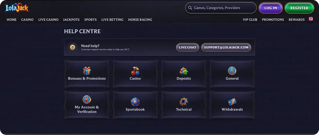 lolajack casino faq